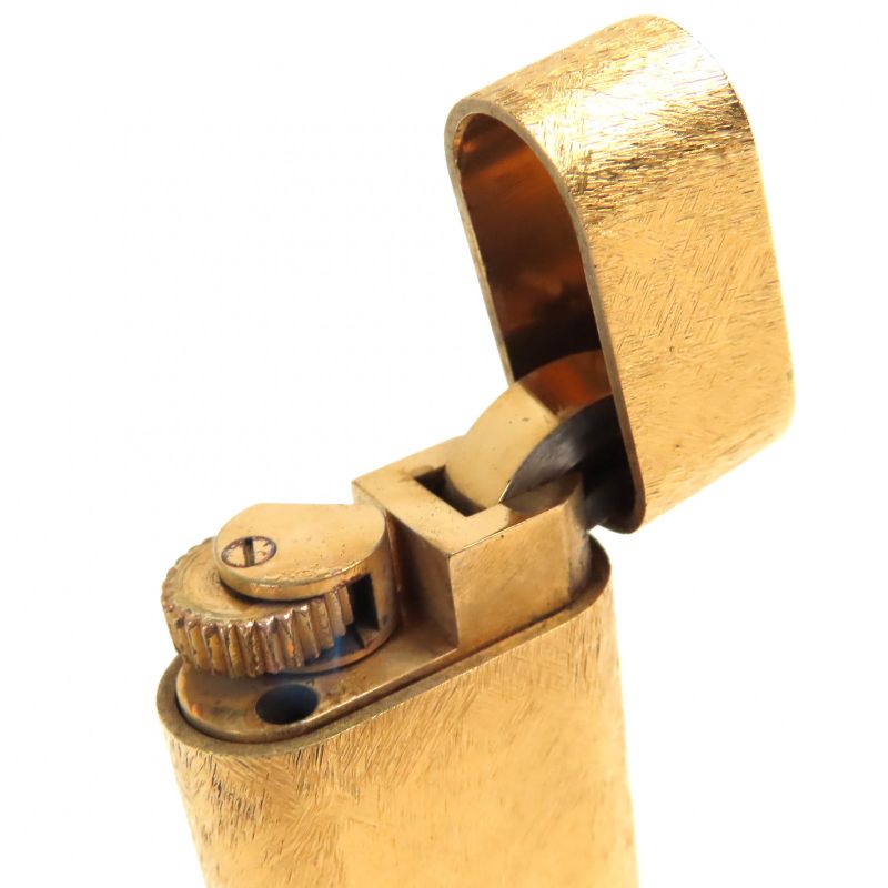Cartier Oval All-over Roller Type Gas Lighter Smoking Goods Gold