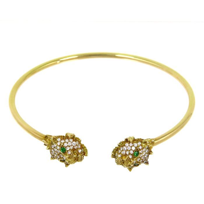 Gucci Le Marche De Merveille Green Garnet Diamond Bracelet 18K Yellow Gold 750