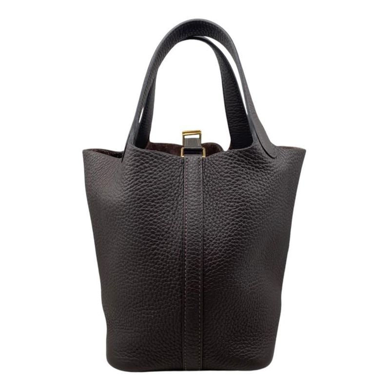 Hermes Handbag Picotin Lock PM Engraved B Ebène Dark Brown Gold Hardware Hermes