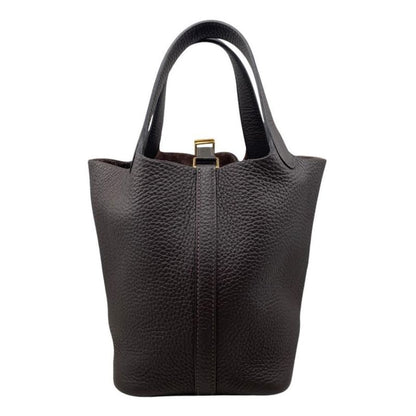 Hermes Handbag Picotin Lock PM Engraved B Ebène Dark Brown Gold Hardware Hermes