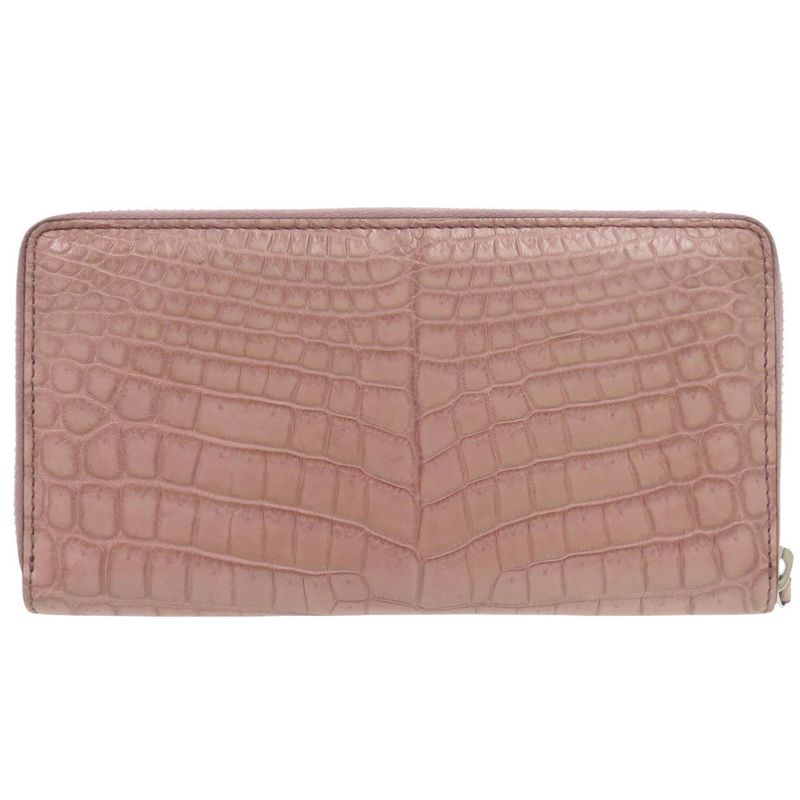 Gucci Round Zipper 374850 Matte Croc Purple Long Wallet Purple 1313 Gucci