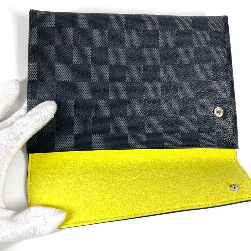 Louis Vuitton Clutch Bag Alpha Triple Pouch 3-piece Set N60255 Damier Graphite