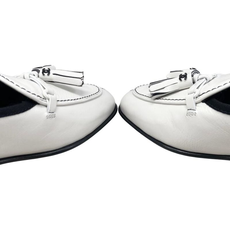 Chanel Loafers Fringe Moccasins G45405 B15187 Nt864 36 Size Calfskin Coco Mark