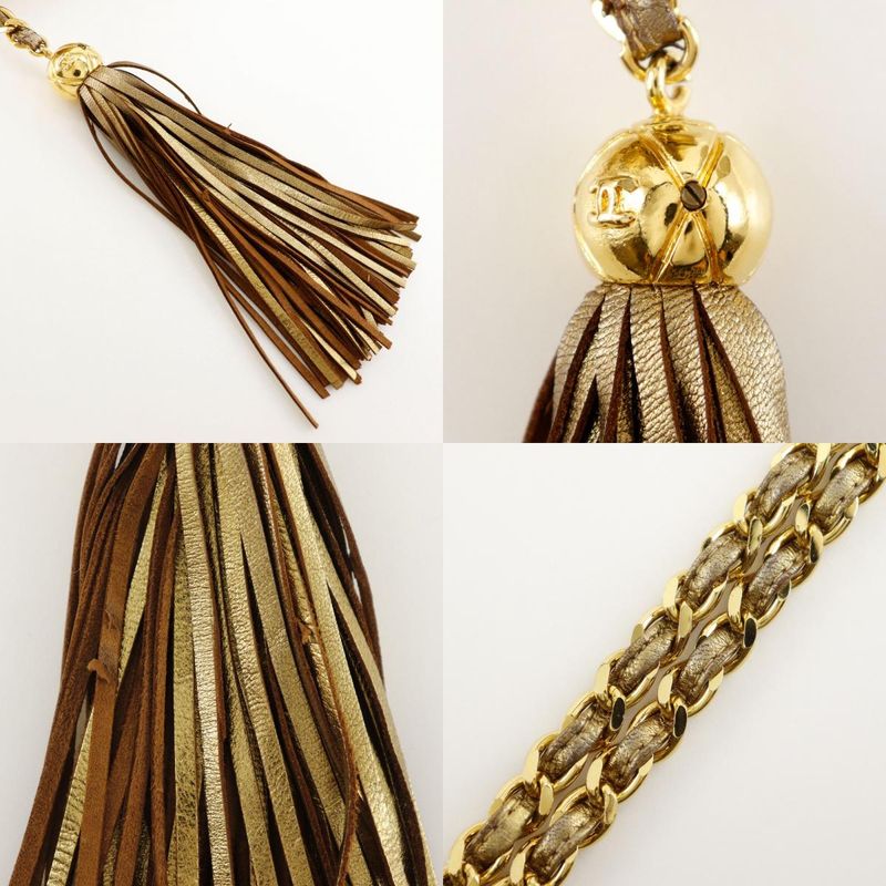 Chanel Fringe Chain Shoulder Matelasse A03727 Lambskin Gold Ladies Shoulder Bag