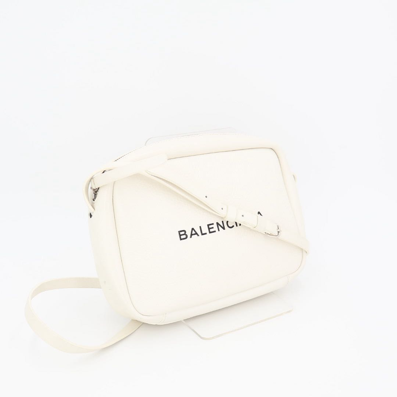 Balenciaga Shoulder Bag Everyday Camera Bag S 489812 White Black Leather