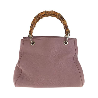 Gucci Bamboo Pink Brown Silver Hardware Leather 336082 Handbag Tote Bag Women