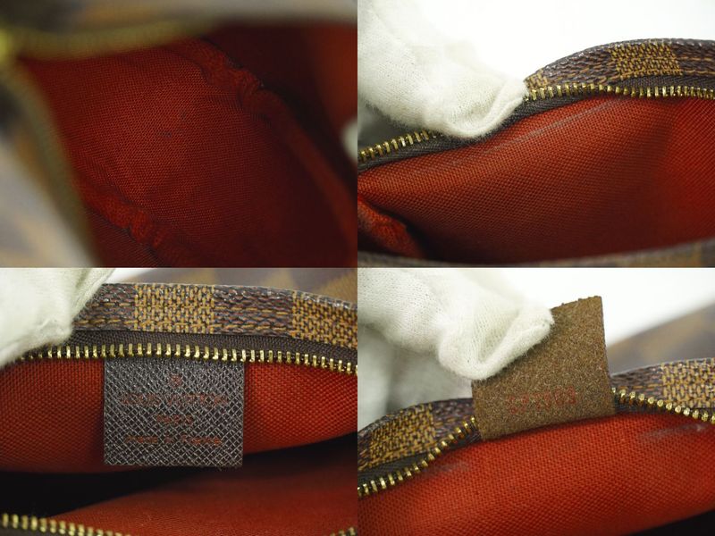 Authentic Louis Vuitton LV Trousse Makeup Damier Ebène Accessory Pouch Handbag