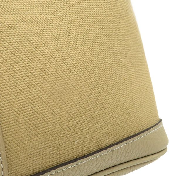 Hermes Tote Garden Party GM Negonda Toile Militaire Pouss Iere Silver Hardware