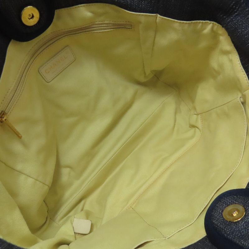 Chanel Deauville Gold Hardware Tote Bag Denim Women's