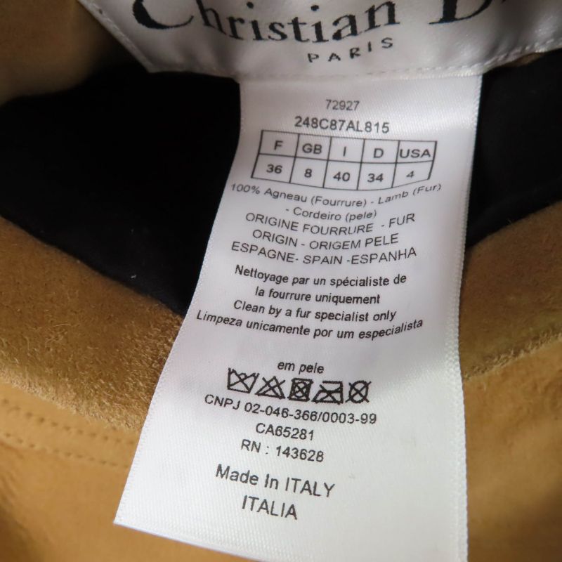 Christian DIOR 248c87al815 100% Lambskin BEE Embroidery Reversible Sheer Ring