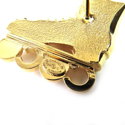 CHANEL F24 Roller Skate COCO Faux Pearl Coco Rhinestone Brooch Gold Made In