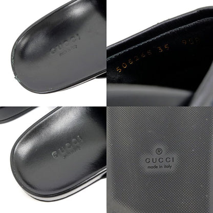 Gucci Sandals Horsebit Bi-bk Black 505265 Size 35 Embroidery Ladies