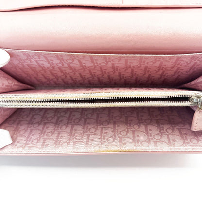 DIOR Lady Dior Long Flap Wallet on Chain Pink Lotus Cannage Lambskin Leather