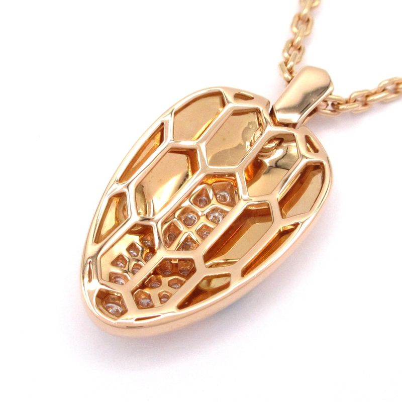Bvlgari Necklace Serpenti 18K Pink Gold X Diamonds X Green 21P Pavé Diamonds