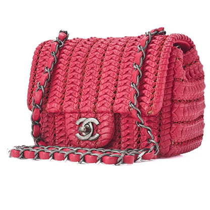 Chanel Mini Matelasse Turnlock Chain Shoulder Bag Lambskin Red (silver Hardware)