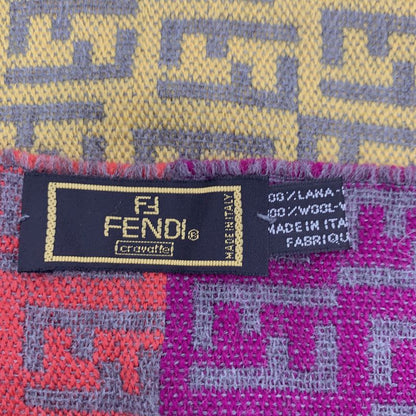 Fendi Zucca Multicolor Wool Scarf With Fringe