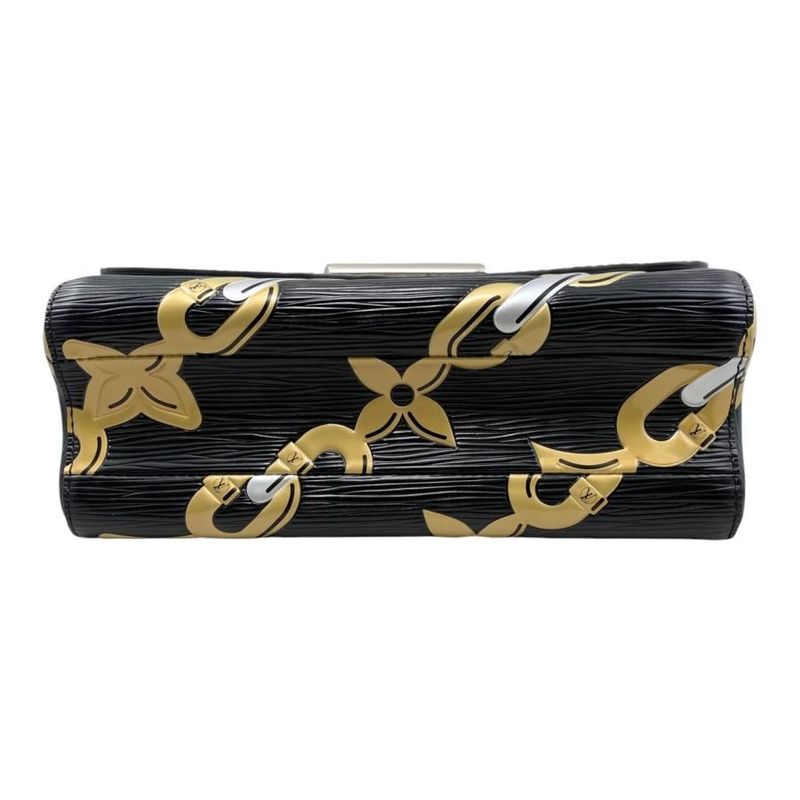 Louis Vuitton Shoulder Bag Twist MM M42454 Epi Chain Flower Print Noir Black