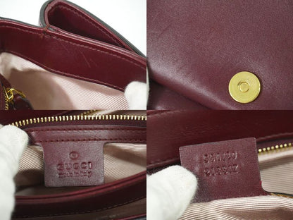 Authentic Gucci GG Marmont Arli Shoulder Bag Pochette Leather Bordeaux 550129