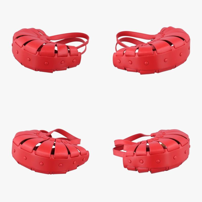 Bottega Veneta The Shell Red Leather IC Chip