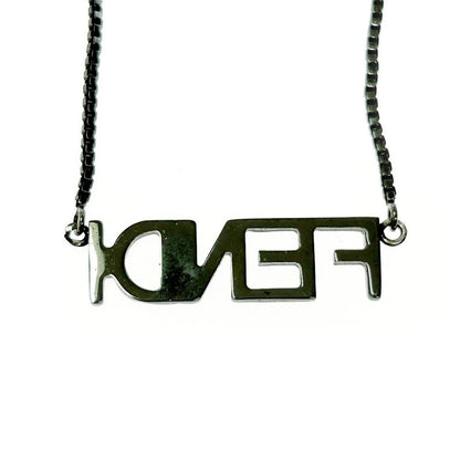 Fendi Metal Logo Necklace Black 414176 Necklace