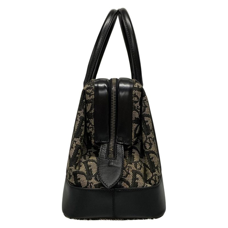 Dior/christian Dior Handbag Trotter Ivory X Dark Navy Leather