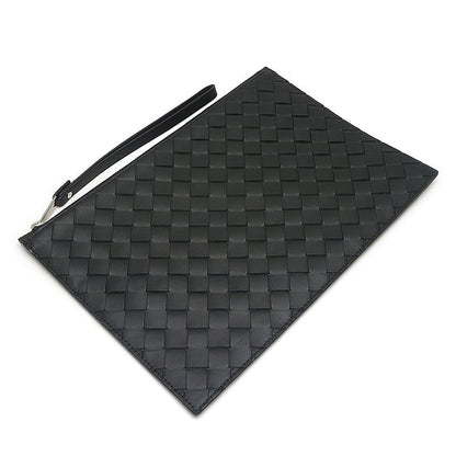 Bottega Veneta Intrecciato Leather Large Pouch Clutch Bag Black