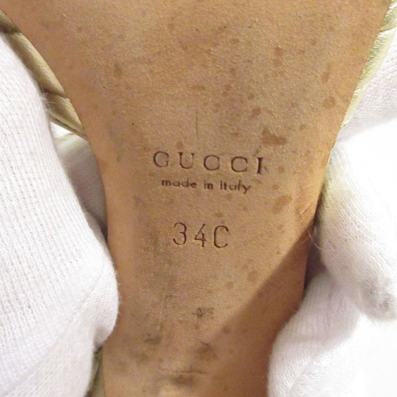 Good Gucci Cross Design High Heel Strap Sandals Small Size 34 21cm (8.27in)