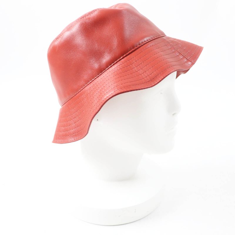 LOEWE Lamb Leather Fisherman Hat / Bucket Hat With Anagram Patch Terracotta 57