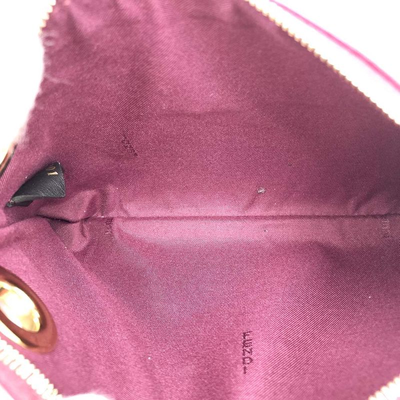 Fendi Triplet 8bs001a1fs Triplet Pouch Leather Clutch Bag Flower White/red/brown