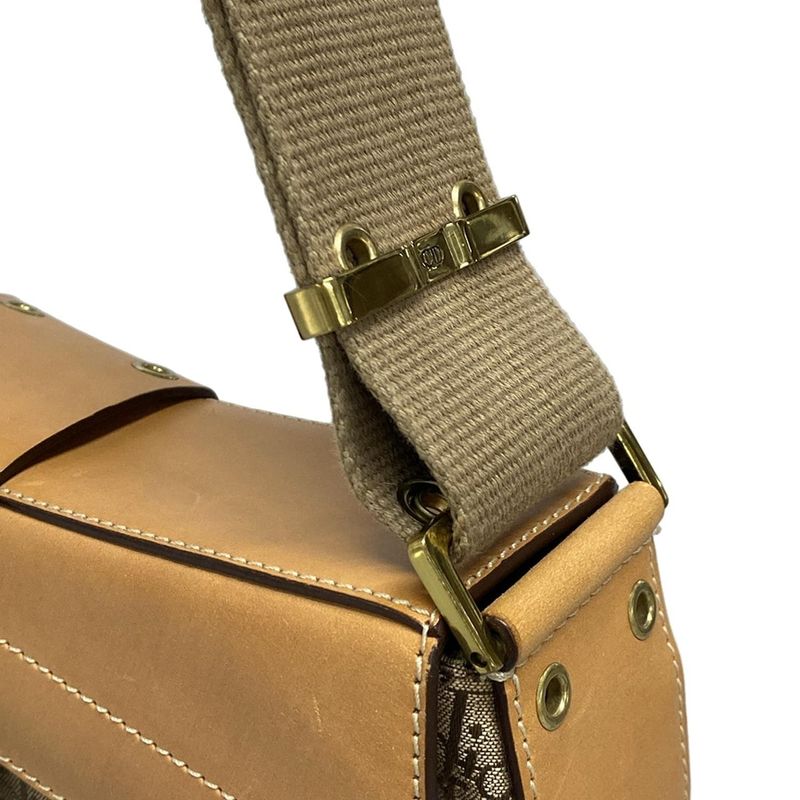 Dior/christian Dior Handbag Street Chic Dark Brown And Beige Leather