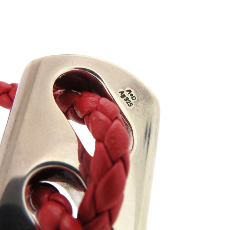 Hermes Silver 925 Leather Silver Hardware Red Bracelet 1125 Hermes