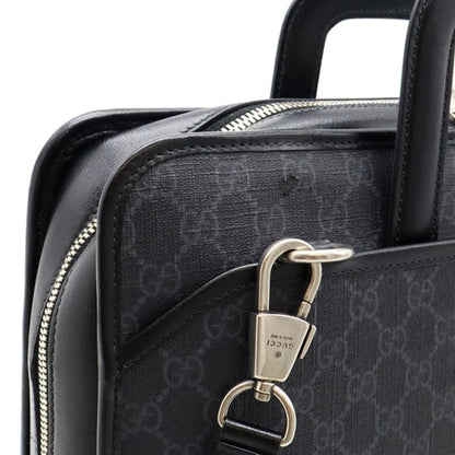 Gucci GG Supreme Briefcase Monogram Medium Messenger Bag Black Mens
