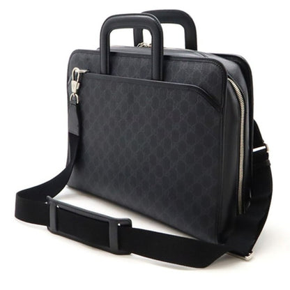 Gucci GG Supreme Briefcase Monogram Medium Messenger Bag Black Mens
