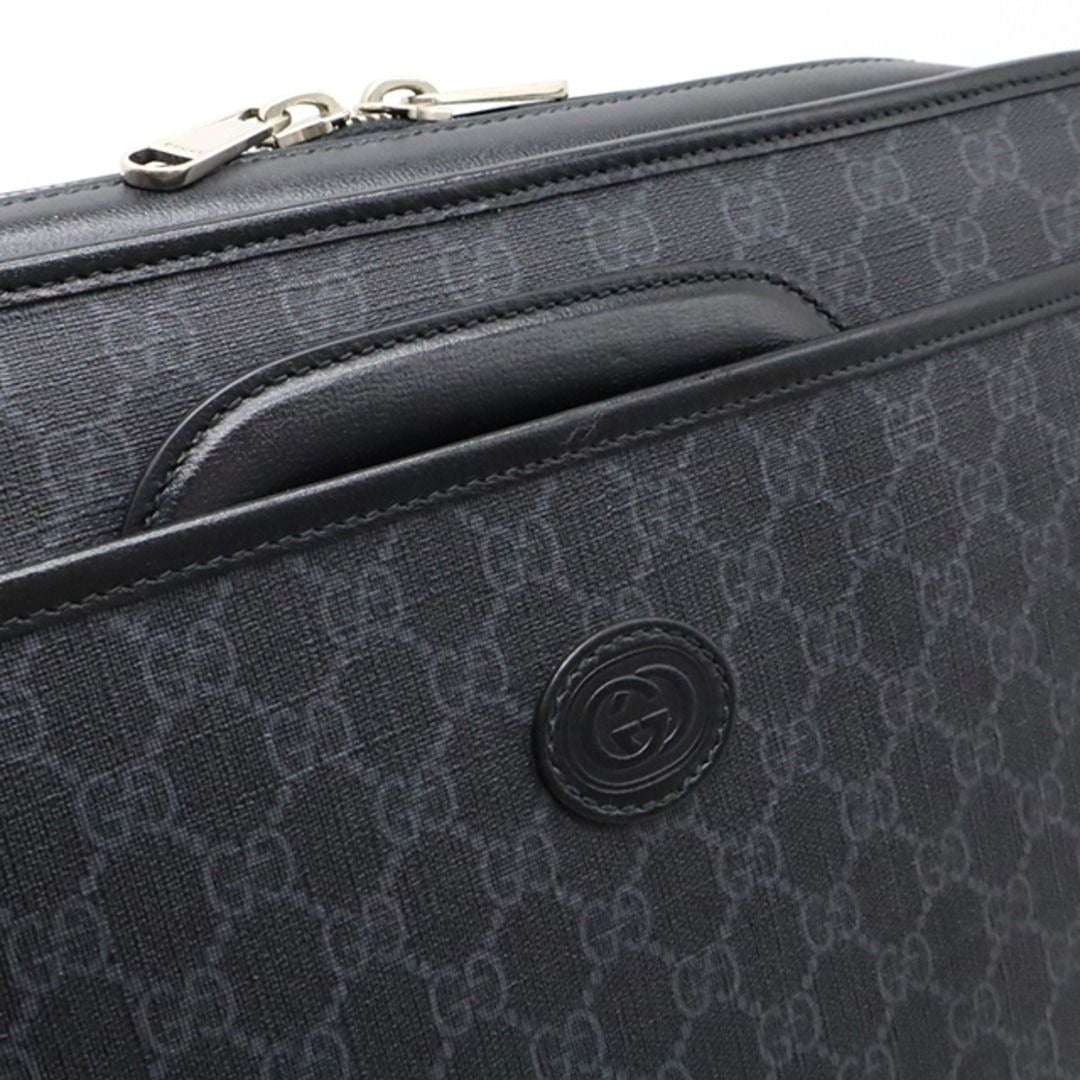 Gucci GG Supreme Briefcase Monogram Medium Messenger Bag Black Mens