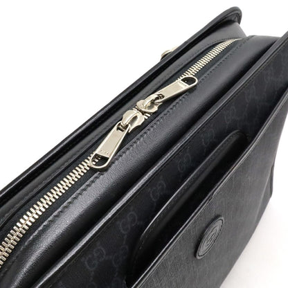 Gucci GG Supreme Briefcase Monogram Medium Messenger Bag Black Mens