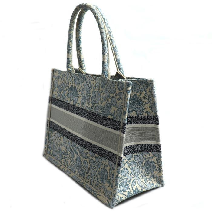 Christian DIOR Book Tote Medium Tote Bag Blue Multi Ladies Preowned