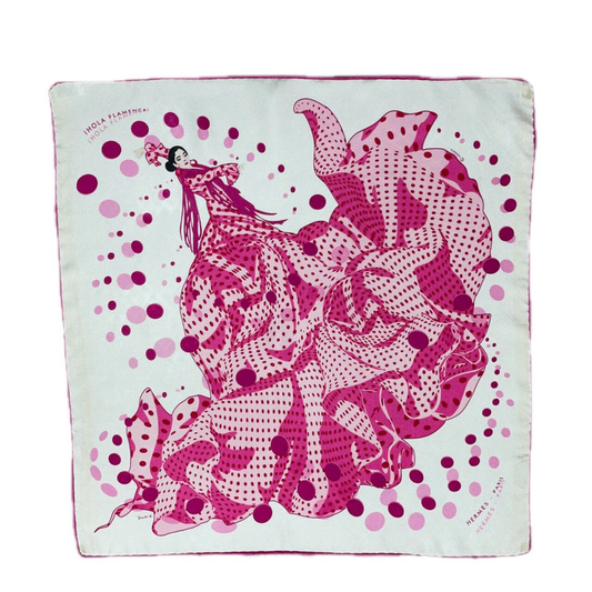 Hermes Carre 45 HOLA Flamenca Ola Flamenca 100% Silk Scarf