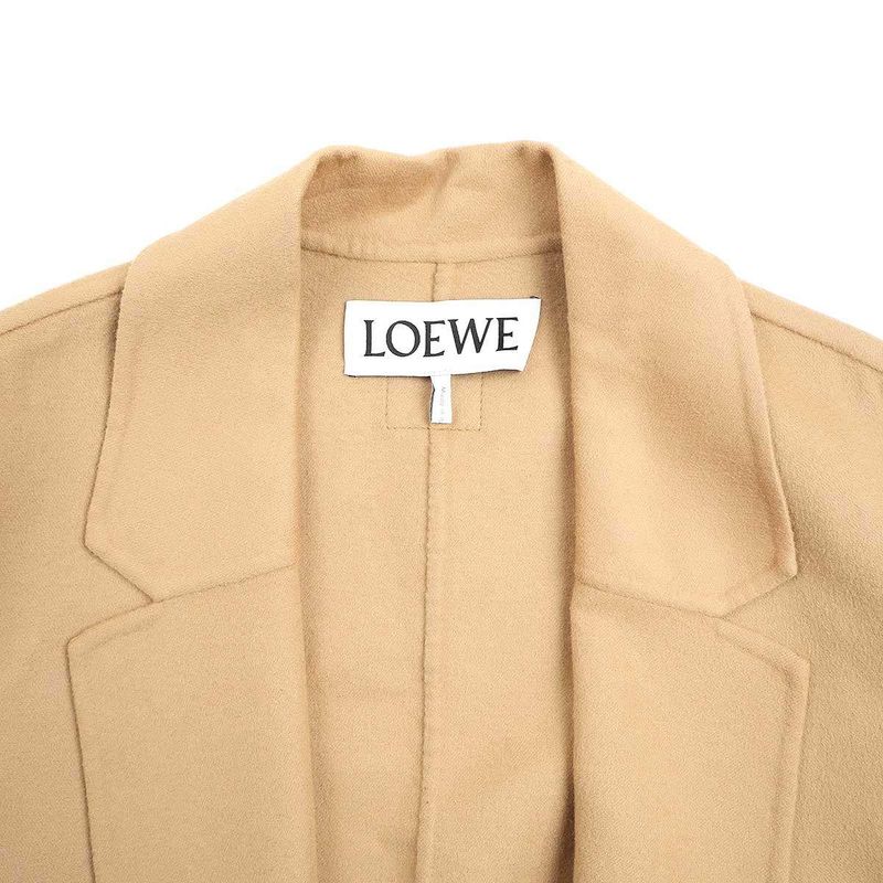 Loewe Wool Cashmere Blend Double Face Belted Coat S540y01w01 Camel 36