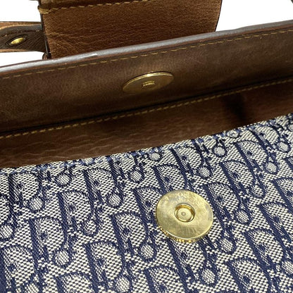 Dior/christian Dior Handbag Street Chic Navy Ivory And Dark Brown Leather