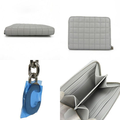 Celine 10b663bfl.08gc Compact Zipped Wallet Ccharm Calfskin Light Grey Silverhar