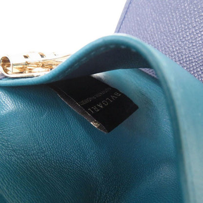 Bulgari Leather Blue 6-ring Key Case Blue 1469 Bvlgari Men's