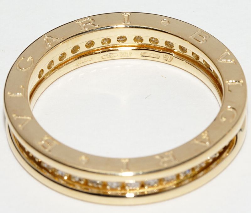 Bulgari Ring 18K Yellow Gold Diamond 054ct Bzero1 Ring XS (1 Band) Full Diamond