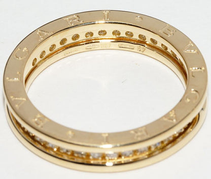 Bulgari Ring 18K Yellow Gold Diamond 054ct Bzero1 Ring XS (1 Band) Full Diamond