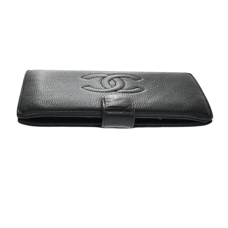 Chanel Caviar Skin CC Wallet Bifold Wallet Black Leather 30ka681