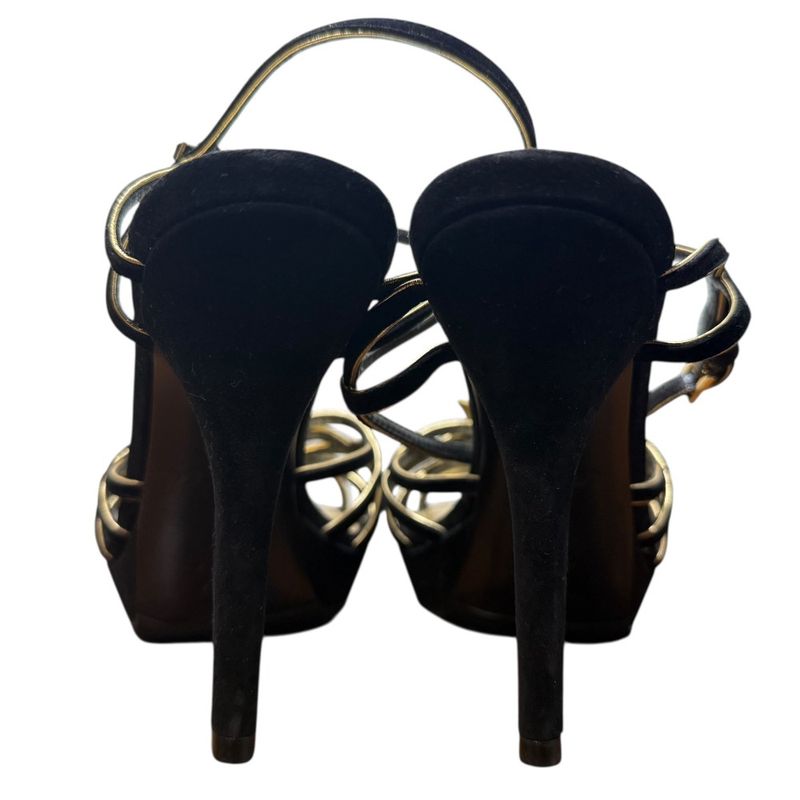 Louis Vuitton Suede Ankle Strap Sandals 35 22cm (8.66in) Equivalent Black And