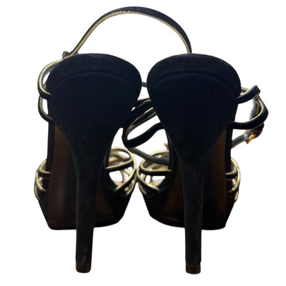 Louis Vuitton Suede Ankle Strap Sandals 35 22cm (8.66in) Equivalent Black And