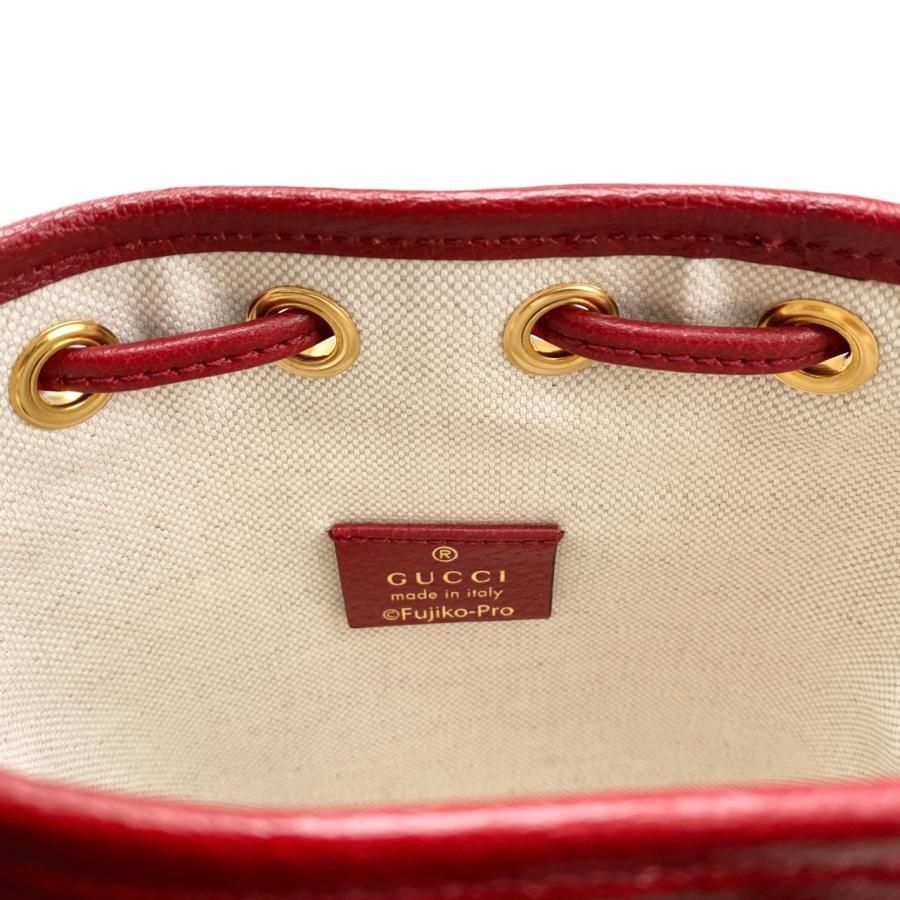 Gucci X Doraemon Shoulder Bag Mini Bucket 647801 GG Supreme Brown Red Gucci