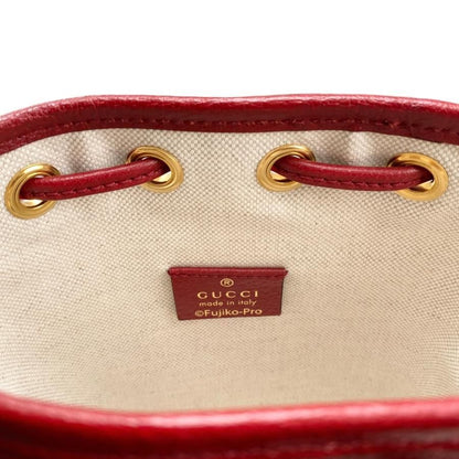 Gucci X Doraemon Shoulder Bag Mini Bucket 647801 GG Supreme Brown Red Gucci