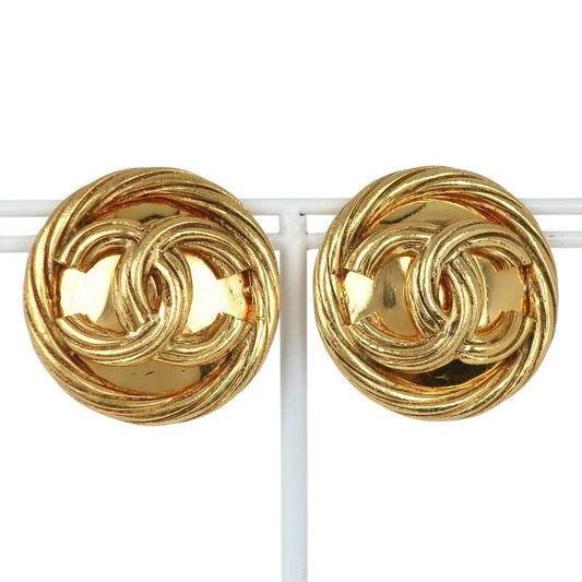 Chanel Coco Mark Vintage Gold Plated 93P Ladies 29.4g Earring