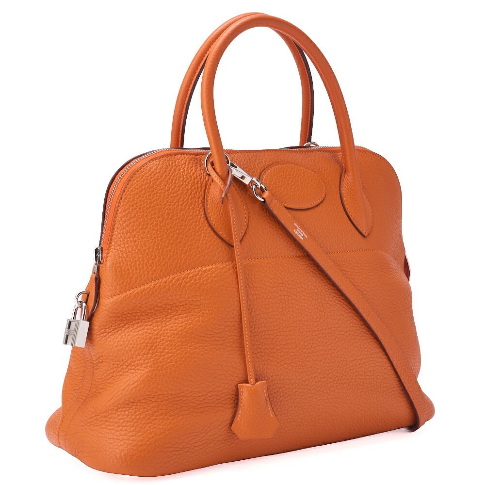 Hermes Bolide 35 Handbag Shoulder Bag Taurillon Clemence Orange Orange (silver